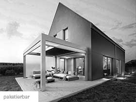 Glasdach Terrasse, Bild in schwarz-weiß